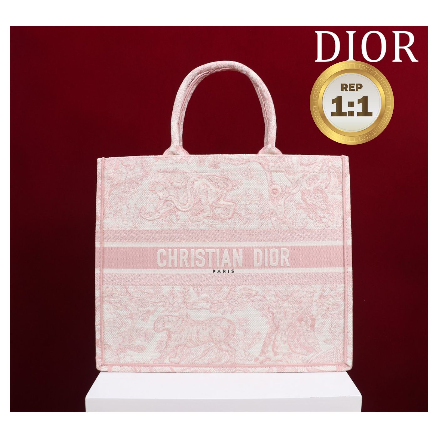 [REP 1:1] Christian Dior Medium Dior Book Tote Pink For Women 36cm